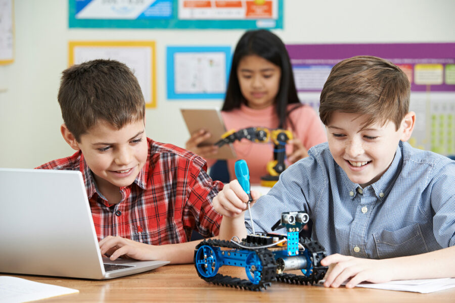 Pupils In Science Lesson Studying Robotics